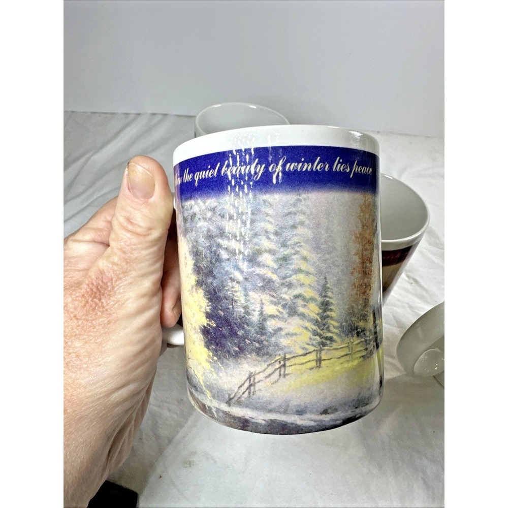 Vintage Thomas Kinkade Four Seasons Mug Set of 4 Complete Collection NOS - Picture 14 of 16